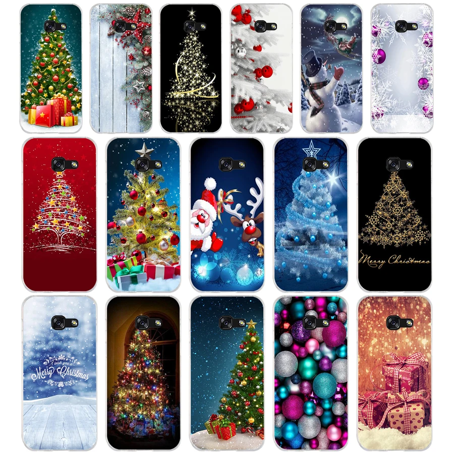 

38SD Christmas holiday Tree Soft Silicone Tpu Cover phone Case for Samsung a3 2016 a5 2017 a6 plus a7 a8 a9 star lite s 6 7 8 9