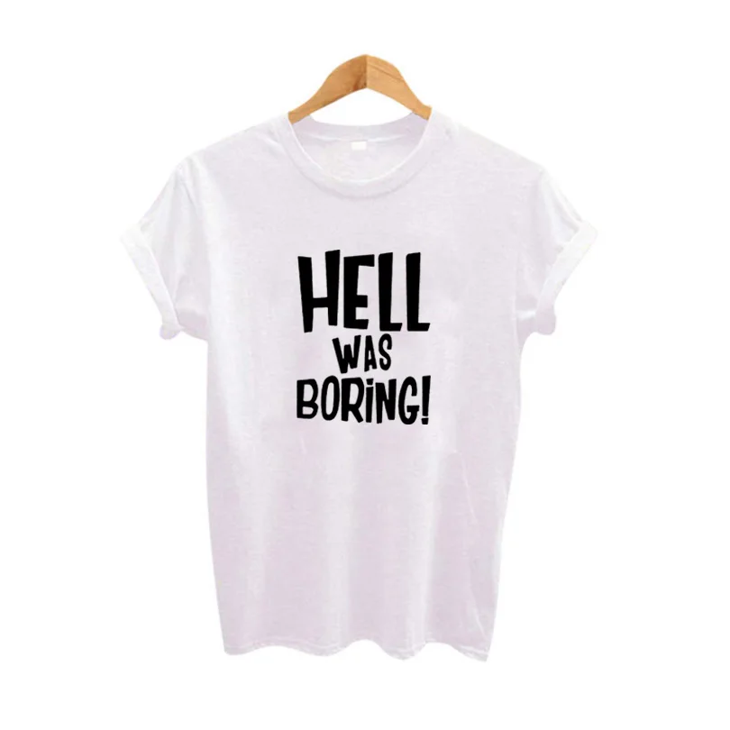 Hell Was Boring Футболка женская tumblr гранж уличный стиль футболка хипстеры Летняя мода