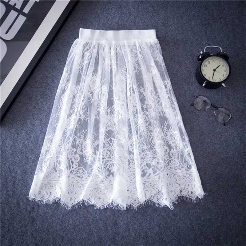 Для женщин Элегантная Сексуальная кружевная полая из Юбки Модная Однотонная юбка из прозрачной ткани Короткие карандаш черный, белый цвет юбка S3