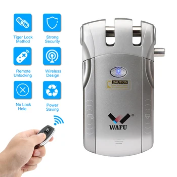 

Wireless smart Remote Control Electric door Lock Invisible Keyless Entry Door Lock with 4 Remote Controllers for home security