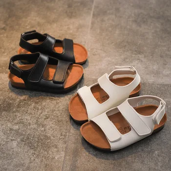 

New Fashion Childrens Boys Sandals Kids Beach Shoes Summer Genuine Leather Open Toe Baby Sandals Girls Cork Shoes EU 22-30