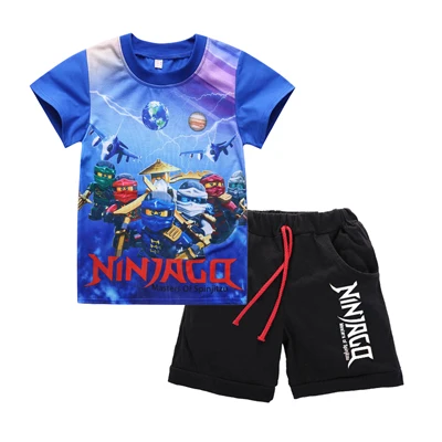 Летняя детская одежда для маленьких мальчиков Ninjago Мультяшные наборы одежды дети символ короткий рукав рубашка милые шорты комплекты одежды из 2 предметов - Цвет: clothing set