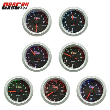 

Dragon gauge 52mm Stepper motor self-test function Car Rev Counter Tachometer Pointer RPM Gauge Meter 7 colour backlight