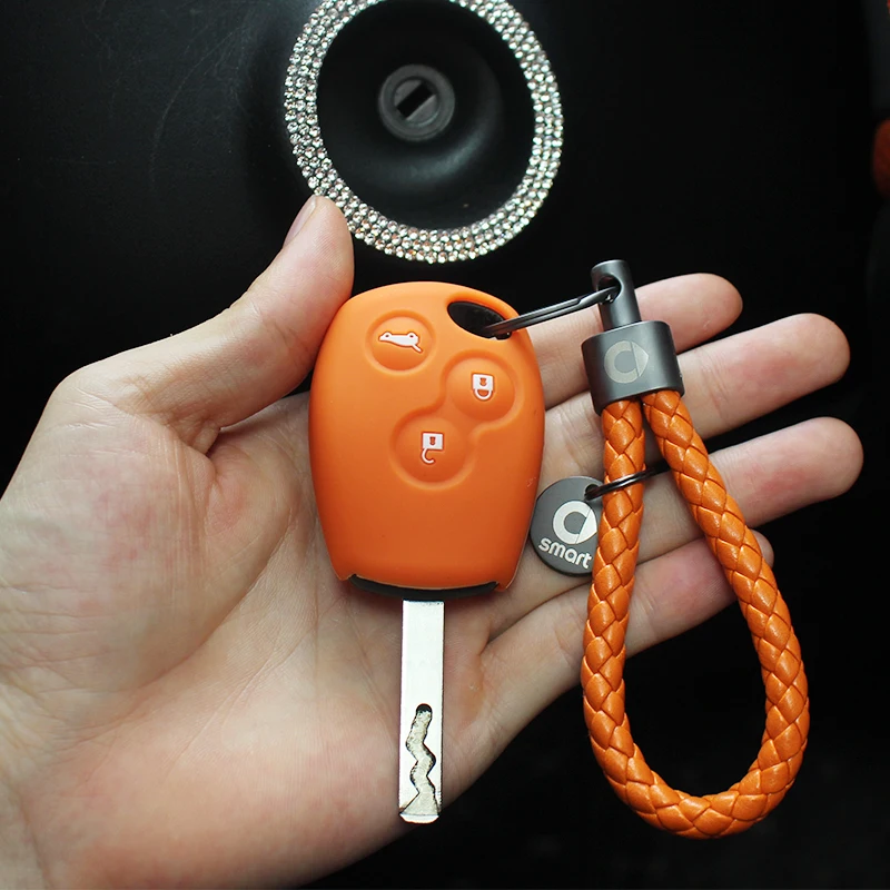 

Car remote control accessories Straight key color silicone case key ring logo decoration for the new smart 453 fortwo forfour