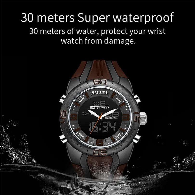 SMAEL Men's Watches Dual Time Camouflage Sport Watch LED Digital Watch New Fashion Digital Quartz For Sport Man #4m19 (9)