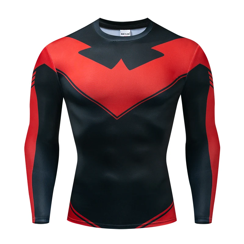 

Nightwing 2019 Newest Comics Cosplay Costume Cloth Tops Male 3D Printed Male Long Sleeve T-shirts Men Compression Shirts