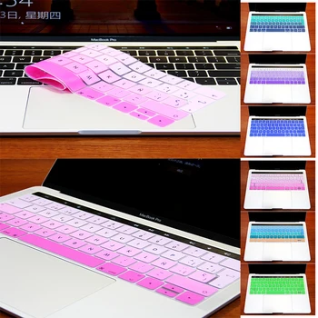 

New Keyboard Cover For Apple 2016 MacBook Pro Retina 13 15" with Touch ID and Touch Bar EU layout Spanish Gradient Silicone Skin