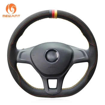 

MEWANT Black Leather Black Suede Car Steering Wheel Cover for Volkswagen VW Golf 7 Mk7 New Polo 2014 2015 2016 2017