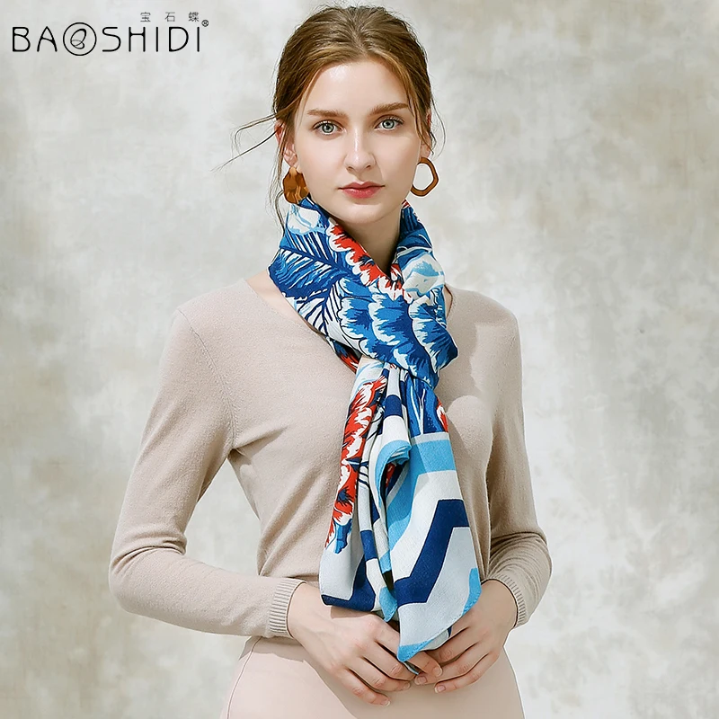 Шарф BAOSHIDI 100% шерсть зимний шарф роскошный брендовый длинный для женщин
