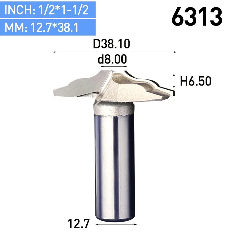 HUHAO 1 шт. 1/" хвостовик триммерные фрезы для дерева, карбида вольфрама, деревообрабатывающие гравировальные концевые инструменты для твердой древесины, МДФ - Длина режущей кромки: 6313