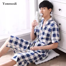 Летний халат мужской с коротким рукавом хлопок ультра длинный халат пижамы плюс размер плюс хлопок 5933 lounge