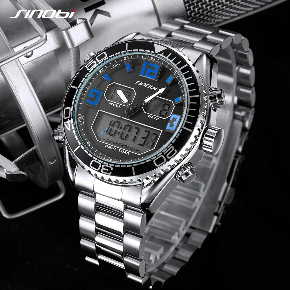 

SINOBI top brand luxury men's watch fashion casual sports watch men's waterproof LED digital watch male clock relogio masculino