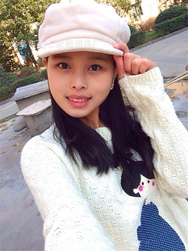 New Fashion Fall Winter Solid Color Plush Wool Octagonal Cap Casual Vintage Painter Hats Newsboy Go Out Beret Cap For Female