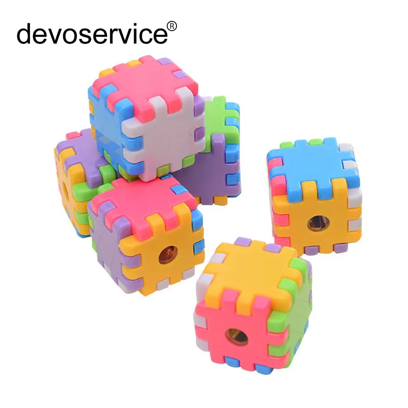

10Pcs Creative Plastic Building Blocks Pencil Sharpener Manual Circle Pens Knife Student Gifts Kawaii School Supplies Stationary