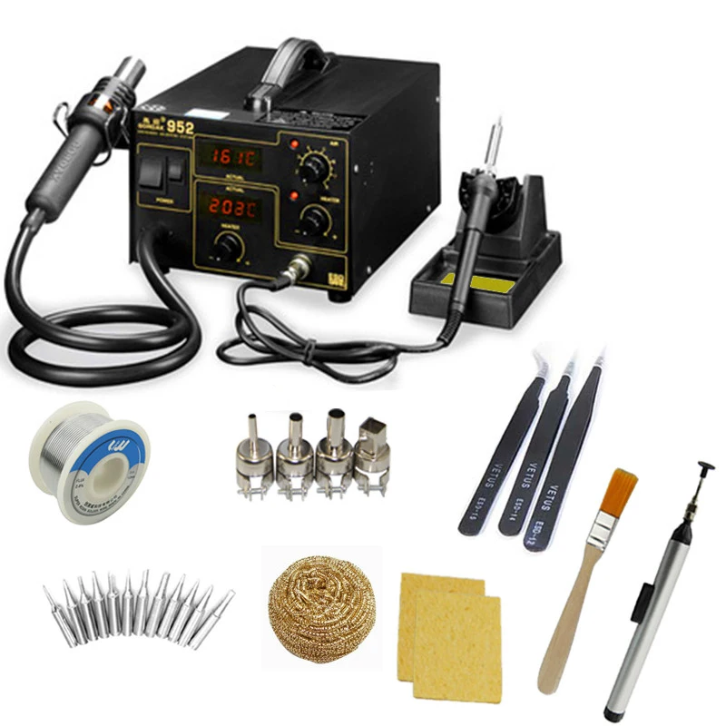 

220V Gordak 952 SMD Rework Station Desoldering Station Hot Air Gun+Mang Gift As Photo show