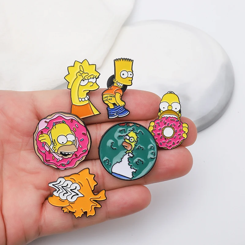 Забавный Симпсон, семейные нагрудные значки, мистер Бернс, Барт-Симпсон, Мардж-Симпсон, эмалированные значки, винтажные Мультяшные броши, Подарочные ювелирные изделия
