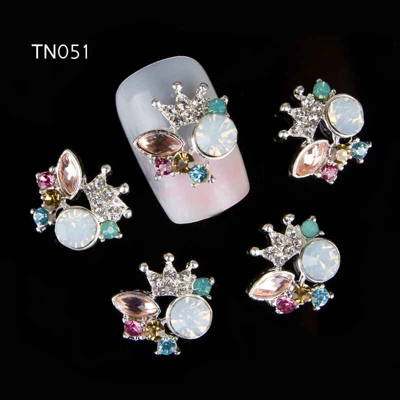 

10 Pcs/Lot 3D Imperial Crown Glitter Rhinestones Alloy Nail Art Colorful Strass Decorations For Nails DIY Accessories TN051