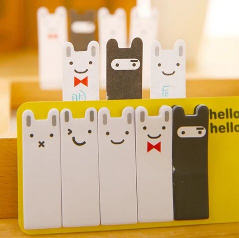 1 шт./20 листов Kawaii корейский Канцелярские Hello наклейка в форме кролика memo pad Sticky Notes мини Закладка