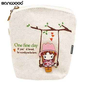 

Women Portable Canvas Wallet Small Zip Card Coin Holder Cash Purse Handbag