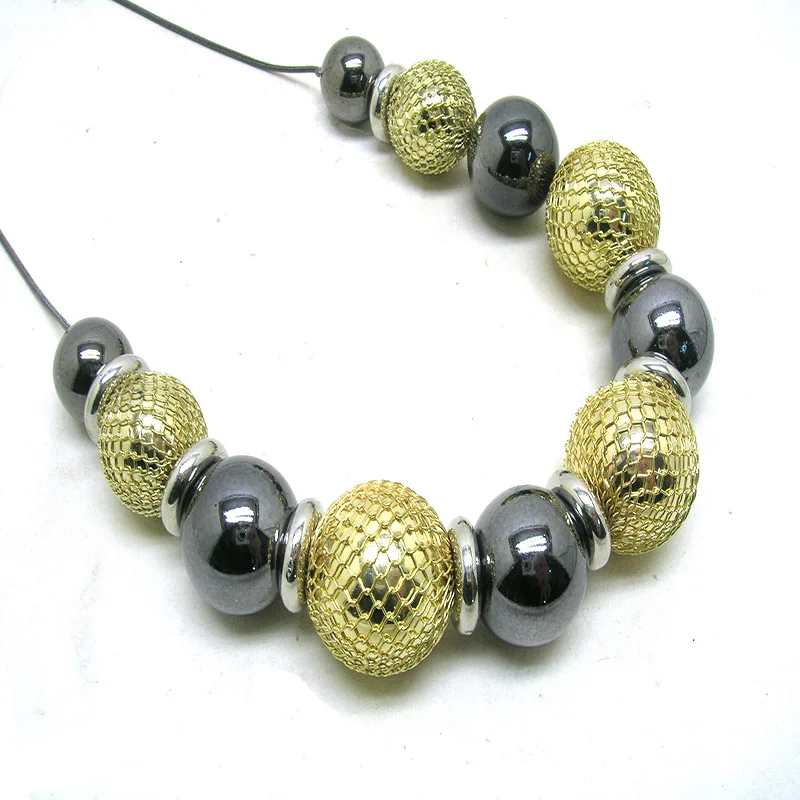 Dandie Лидер продаж дизайнерское ожерелье с золотом и черным бисер CCB для женщин, Модная бижутерия на каждый день