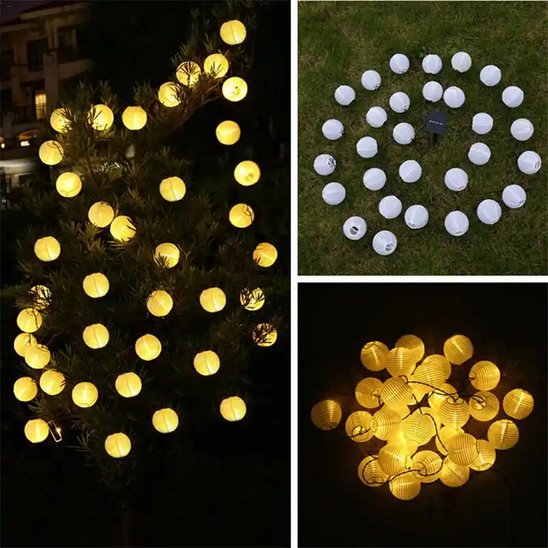 Kaigelin 30 Led Solar String Lights Lantern Ball Outdoor Lighting Lamp Fairy Globe Decor Light For Party Holiday