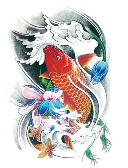 1 sheet ikan stiker tato  Warna  warni sementara lengan  