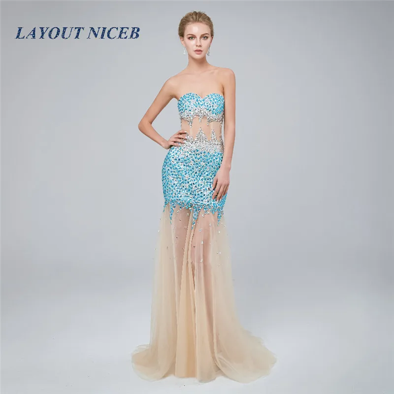 

Bling Bling Rhinestone Prom Dresses 2019 Mermaid Evening Gowns Party Dress vestidos de fiesta de noche largos elegantes