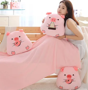 

Cartoon Pig Eat Donuts Pizza Soft Plush Toys Air Condition Warm Blanket Birthday Christmas Gift #1285