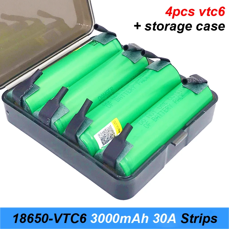Оригинальный 18650 VTC6 с припаянными полосками US18650VTC6 3000 мАч 30 А перезаряжаемые
