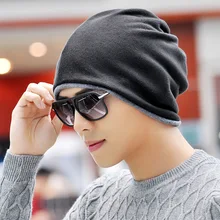 Шарф шляпа двойного назначения сплошной цвет плюс бархат вязаные шапки бини для мужчин и женщин осень и зима мода Защита наушники Z11