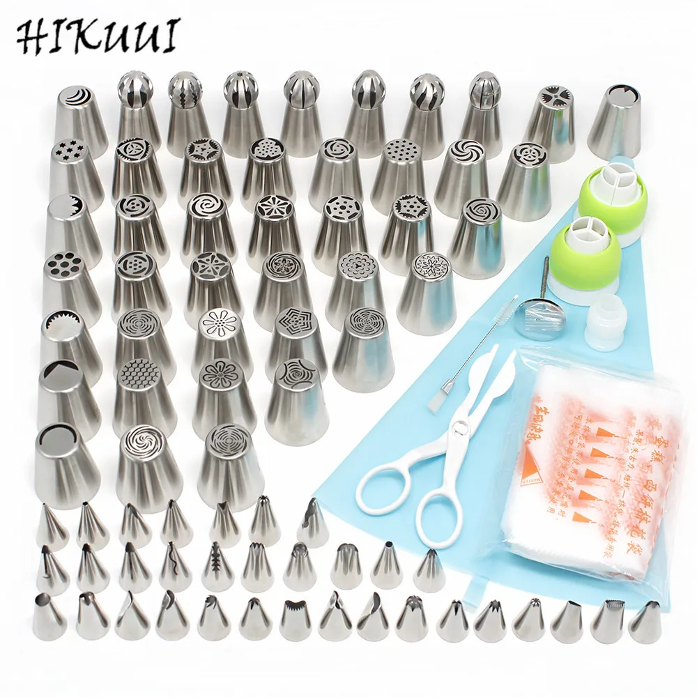 

76PCS Stainless Steel Pastry Nozzles Set Icing Piping Tips Russian Korean Style Ball Shape Nozzle Cake Decorating Tool