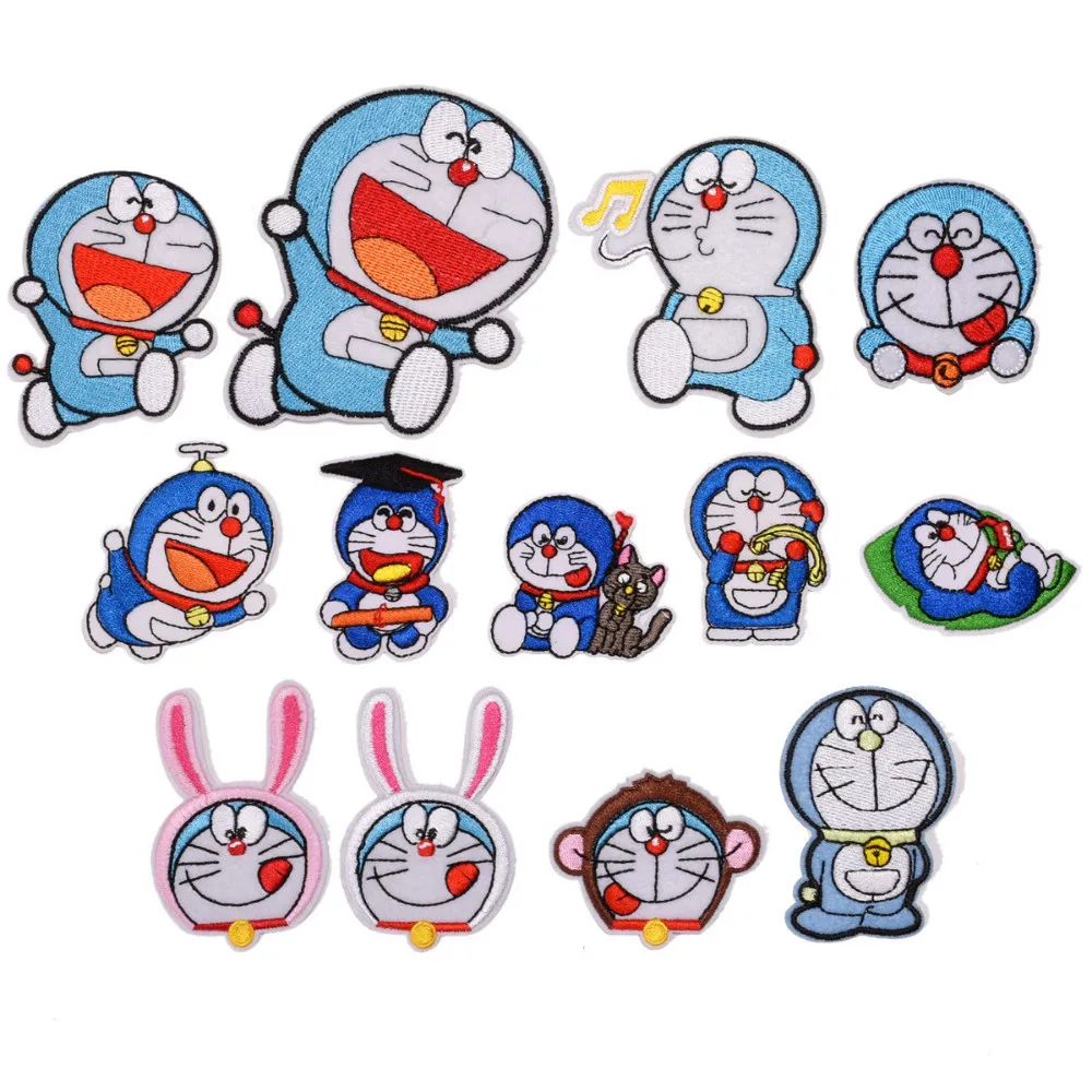 Изысканные Мультяшные нашивки с пайетками Doraemon, нашивка со звездами из фильма «Железный патчи» для одежды, детская одежда, наносимые с помощью утюга наклейки «сделай сам»