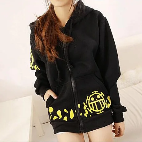 

Hot Sale Japanese Anime One Piece Cosplay Trafalgar Law Cosplay Costume Trafalgar Law Hoodies Hooded Jacket Black Coat