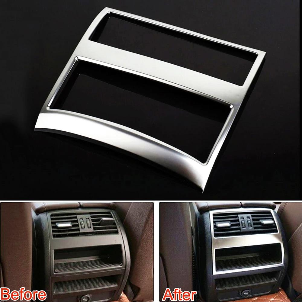 Car back Rear Air Condition Outlet vent frame cover trim armrest box ABS Chrome carbon For BMW 5 Series f10 f11 520 525 2011-16