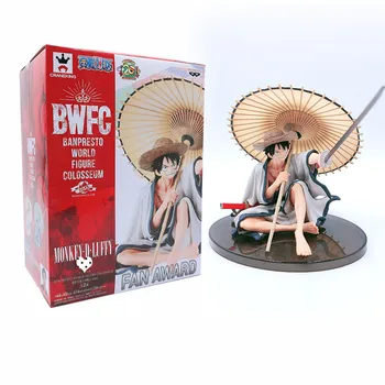 

Anime Sit The Wearing Samurai Kimono Luffy Opening An Umbrella Plastic Man GK Statue PVC Figure Collect Model Toy M1544