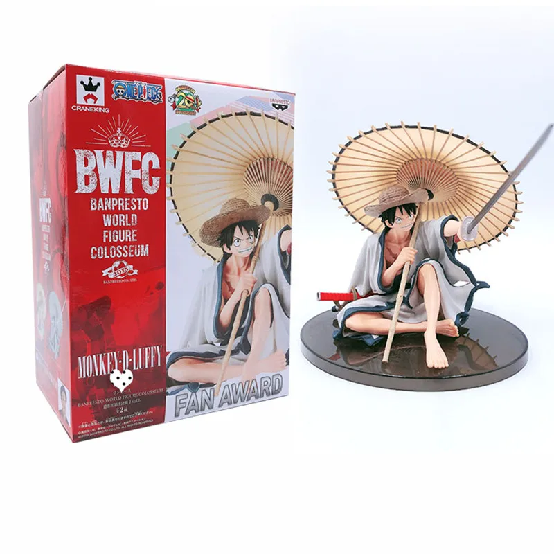 

ONE PIECE Sit The Wearing Samurai Kimono Luffy Opening An Umbrella Plastic Man GK Statue PVC Figure Collect Model Toy M1544