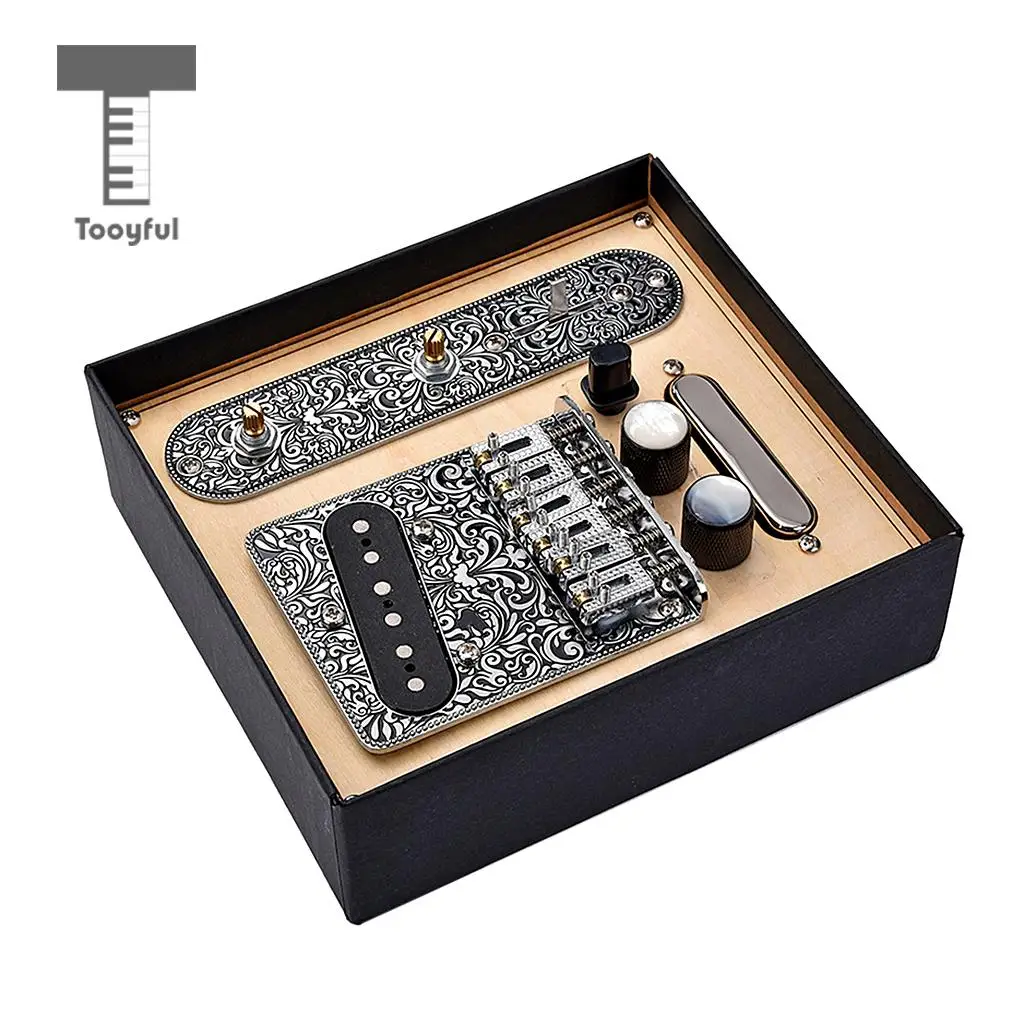 Black 3 Way Prewired Control Plate Bridge Replacement Accessory for Tele TL Guitar
