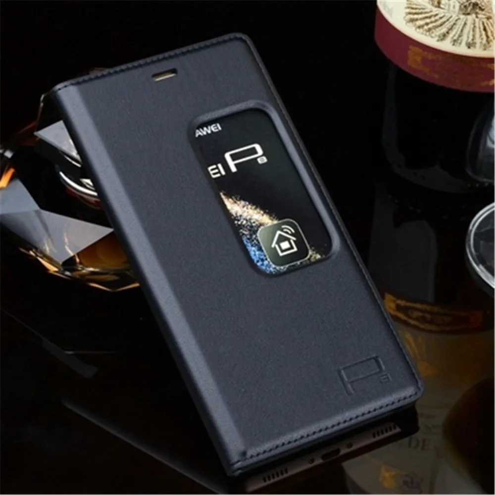 

Luxury P8 View Window Leather Flip Case Cover For Huawei P8 Auto Sleep Phone Case