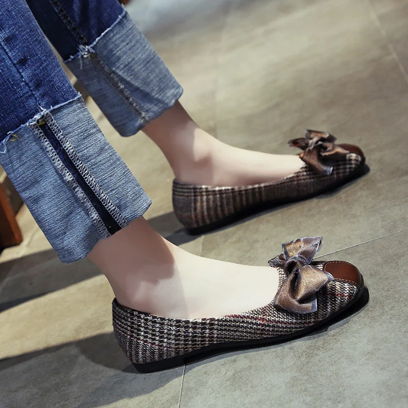 plaid ballet flats