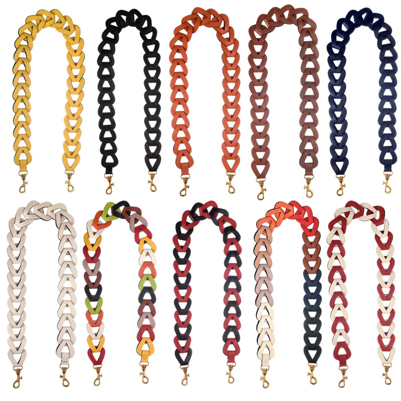 Fashion Leather Wide Handbag Strap Single Matching Strap For Crossbody Bag Gold Chain Strap Leather Bag Accessories Replacement