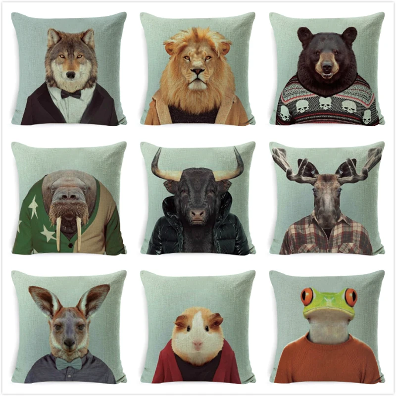 

Cartoon Animal Cushion Cover Home Decor sofa chair car Pillow Cover Cute Koala Lion Tiger Outdoor Cushion Throw Pillowcase