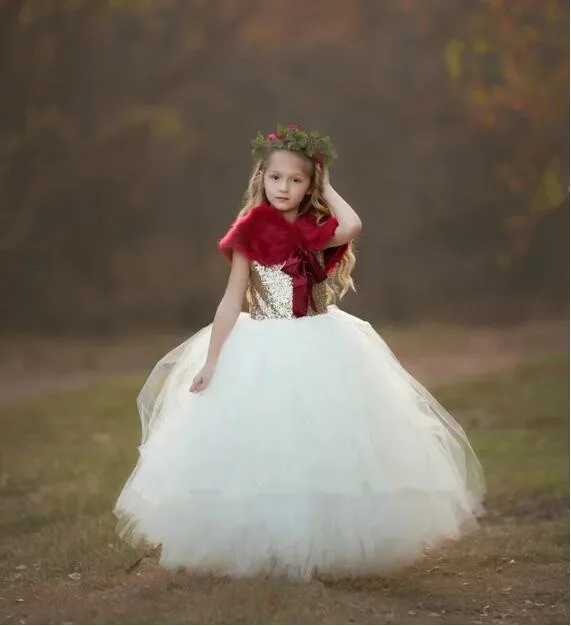 Gold Sequin Bodice and Ivory Tulle 2018 New Flower Girl Dress for Wedding Girls Birthday Dress Pageant Party Gown Gold Sequin Bodice and Ivory Tulle 2018 New Flower Girl Dress for Wedding Girls Birthday Dress Pageant Party Gown