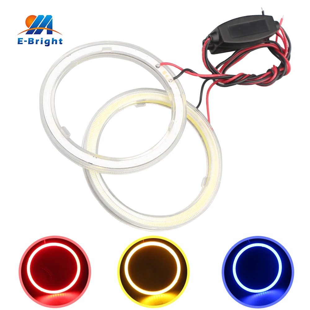 

1 Pair 110 mm 9V-30V COB 93 SMD Colorful LED Car Halo Rings Lights LED Angel Eyes Car Headlights for Universal Cars