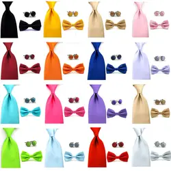 Мужские однотонные атласные галстуки-бабочки 8 см Широкие Галстуки свадебные запонки набор SETBW0050