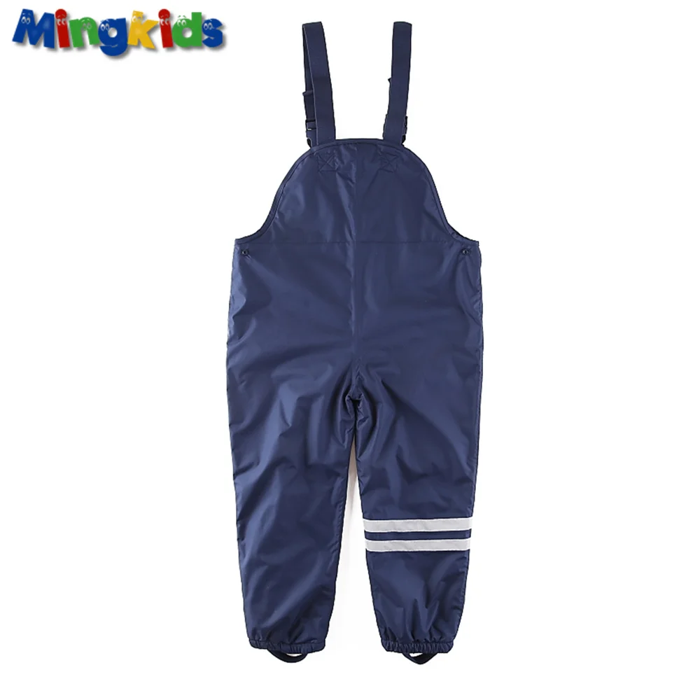 Boy girl waterproof overalls warm autumn spring full fleece lining trousers outdoor windproof pants loose fit Umkaumka