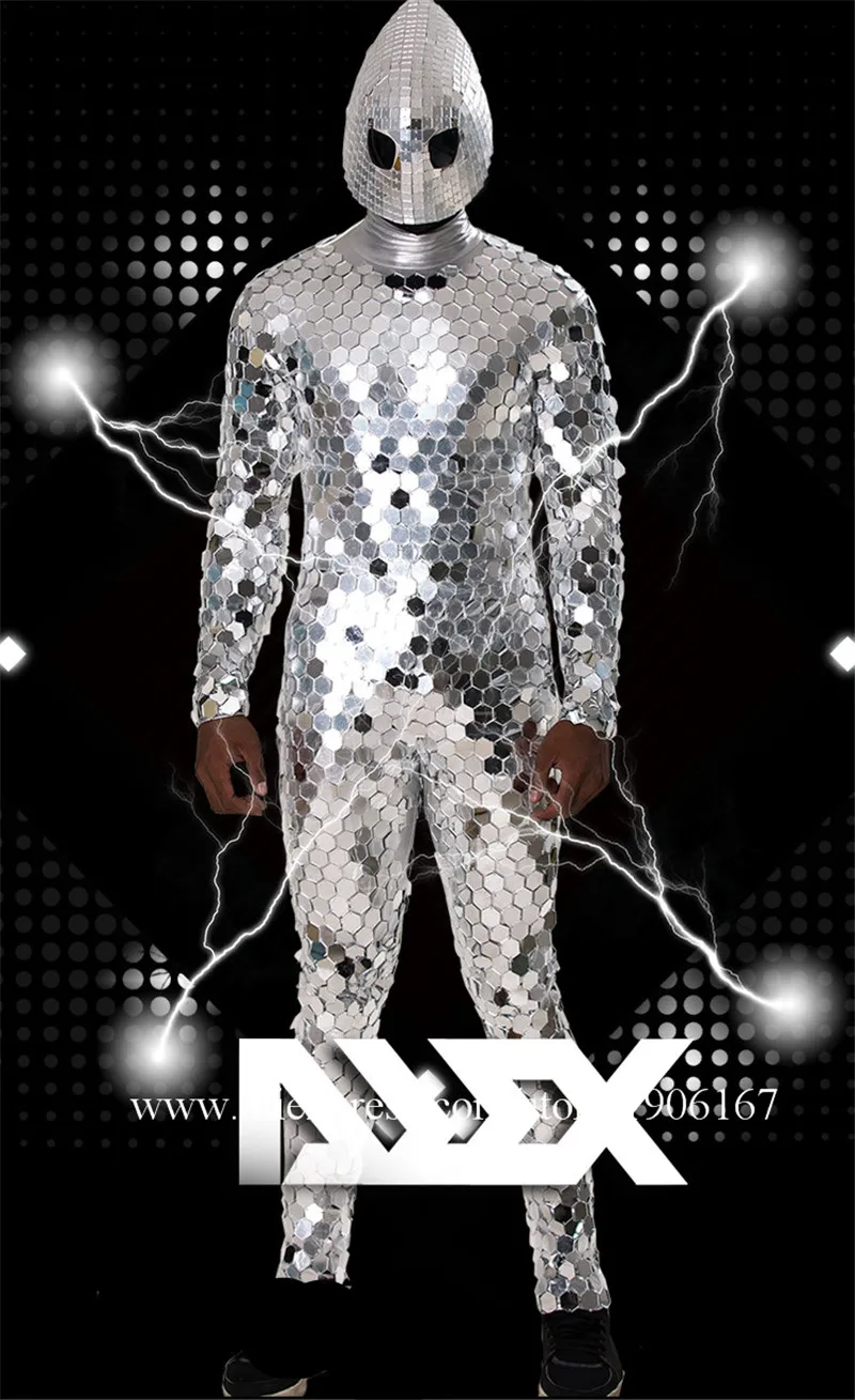 New unique futuristic alien male costume nightclub male GOGO cool mirror man costume commercial men's clothing2