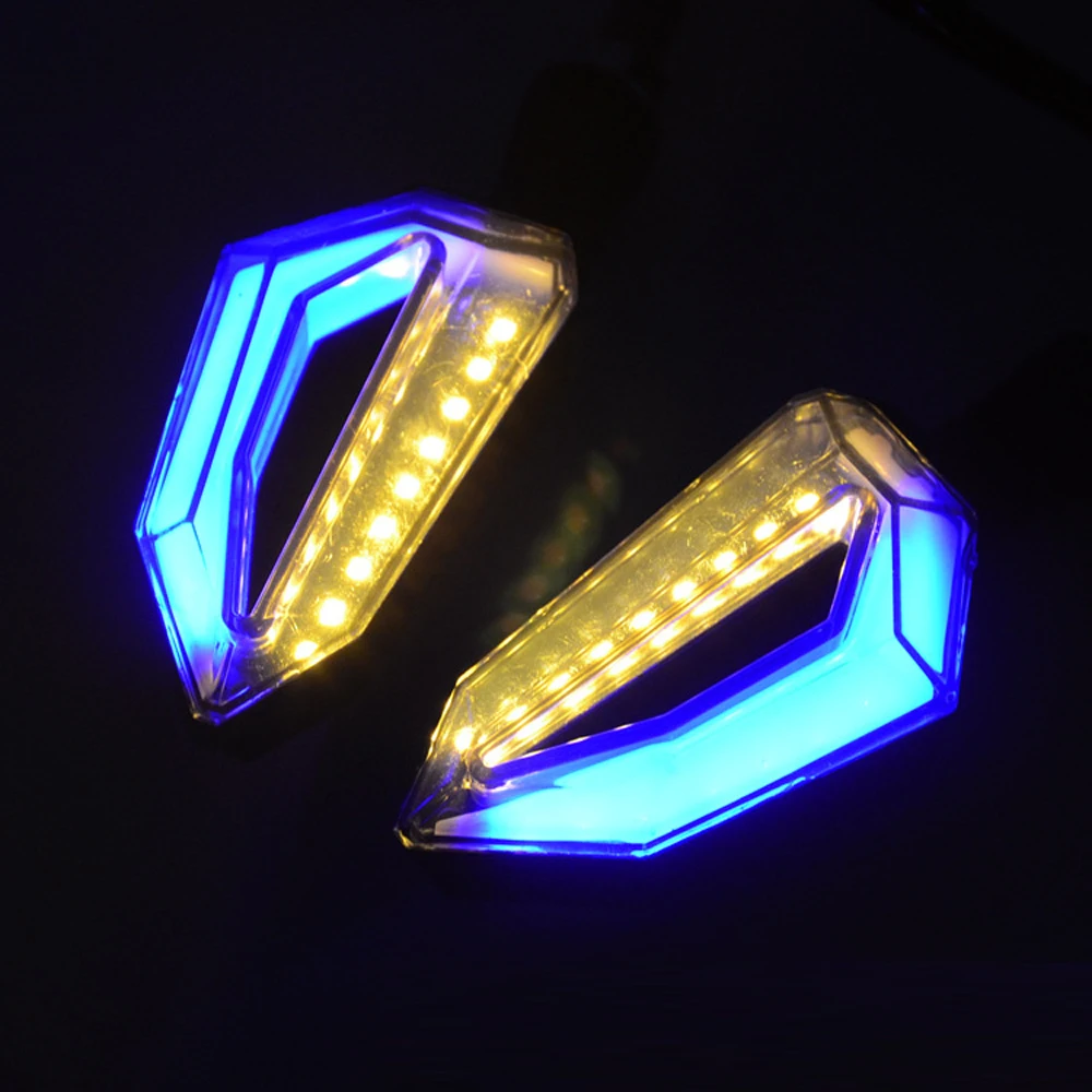 2pcs Flowing Universal Motorcycle Turn Signal Indicators 9 LED 12V Blinkers Flexible Bendable Lamp Light Amber Blue Red White (16)