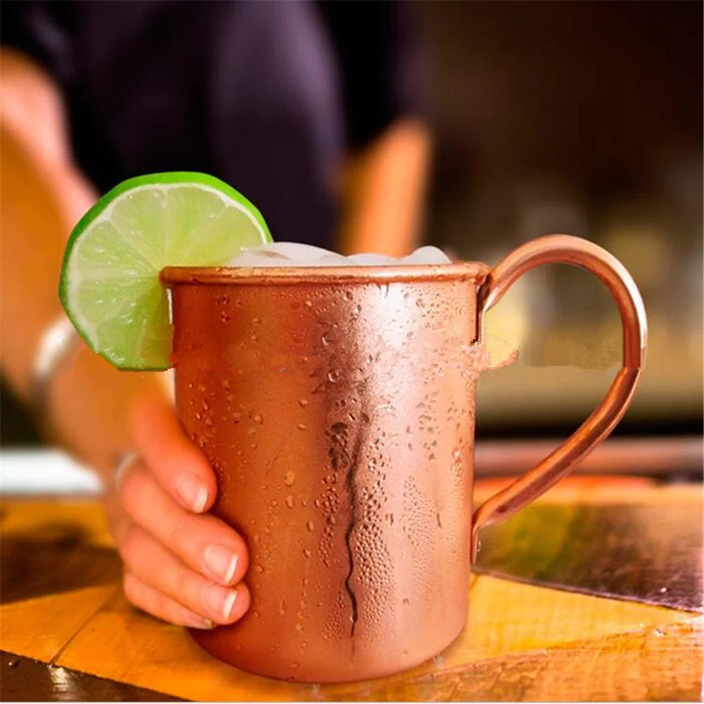 

100% Pure Copper Moscow Mule Mug 14 and 16OZ Solid Smooth without Inside Liner for Cocktail Coffee Beer Milk Water