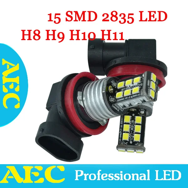 

100X High Power H8 15 SMD 2835 LED 250MA Canbus no error 15SMD H9 H10 H11 White Red Blue Yellow Headlight Fog Lights Bulb 12V