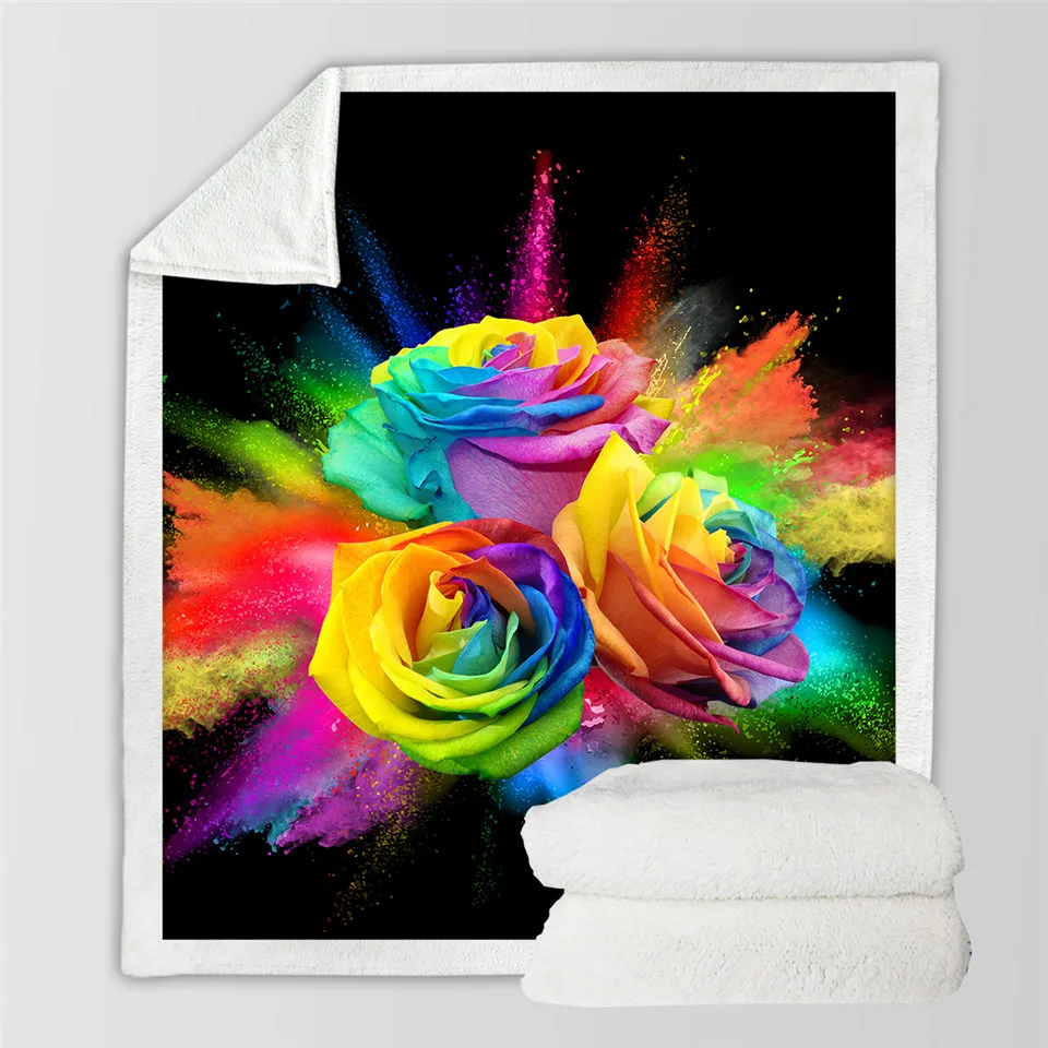 Постельные принадлежности Outlet Красочные розы шерпа пледы одеяло 3D с цветочным принтом зимнее покрывало акварельные цветочные плюшевые одеяло 150x200 см